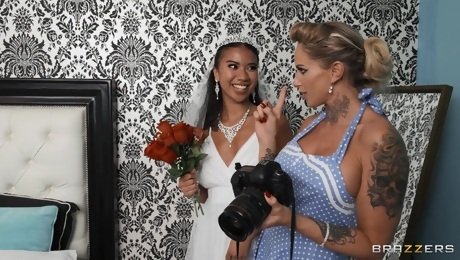 Bitches share dicks in loud FFM perversions during a wedding