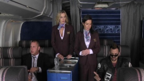 Assfucked CFNM stewardess joins mile high club